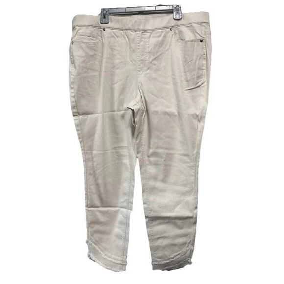 Isaac Mizrahi Live Women’s Plus 22W Stretch Ankle Pants Beige Pull On A590036 - Picture 1 of 12